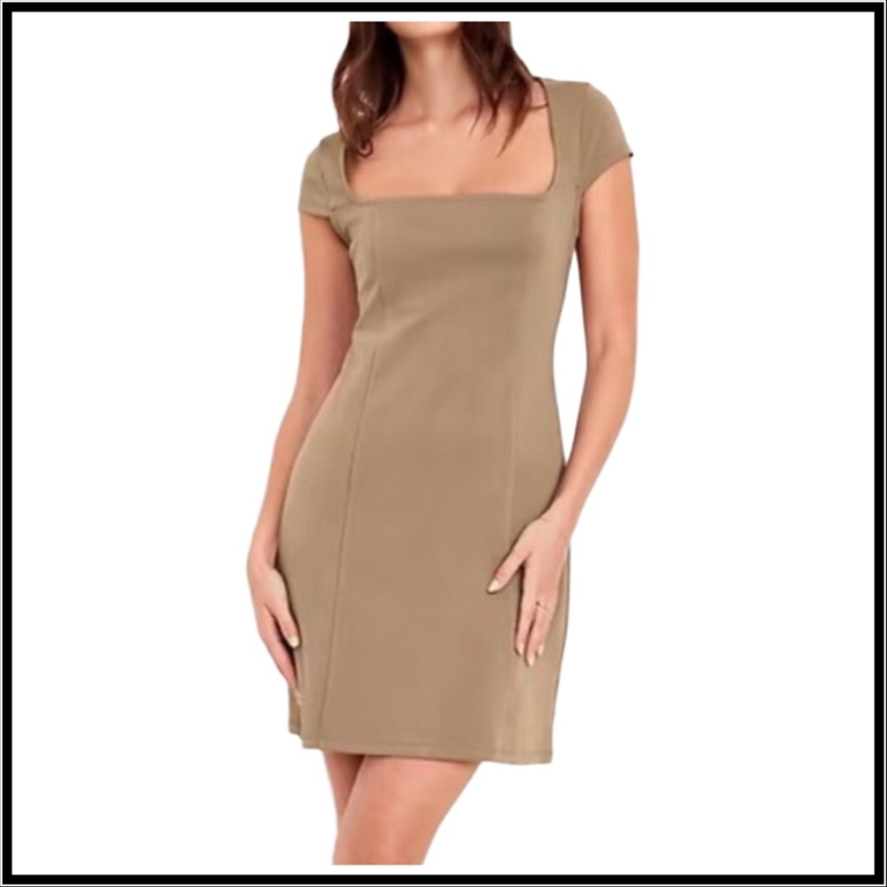 Old Navy Taupe Ponte-Knit Mini Dress Large L